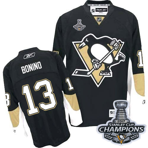 Penguins #13 Nick Bonino Black Home Stanley Cup Finals Champions Stitched NHL Jersey - Click Image to Close